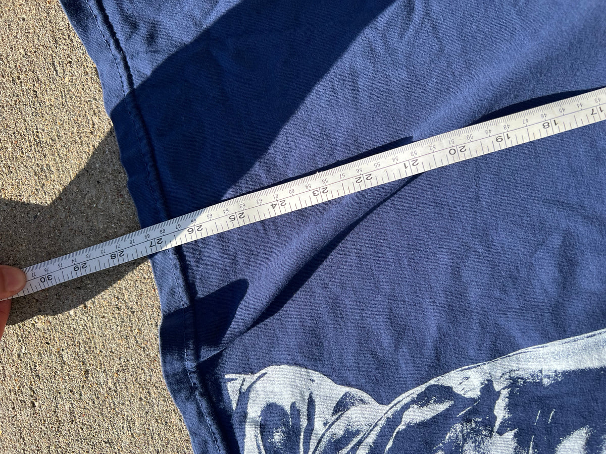 One of on blue tee