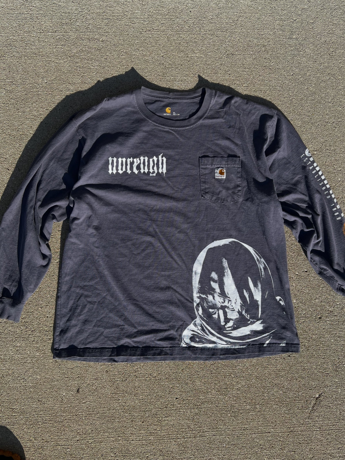 One of one long sleeve pocket tee
